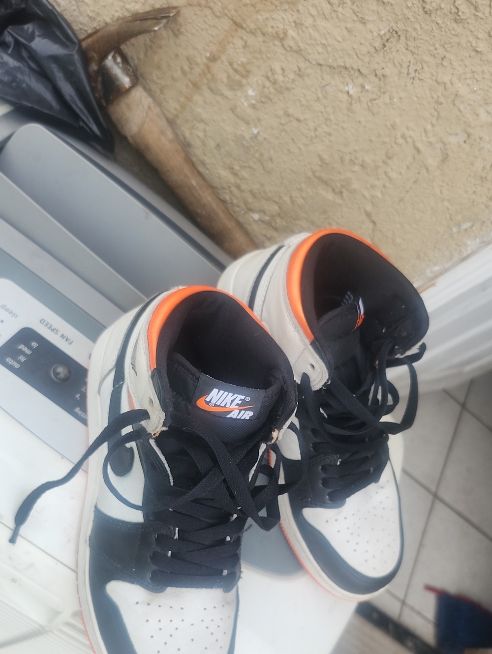 Jordan Kids High-Top Sneakers in White, Black & Orange